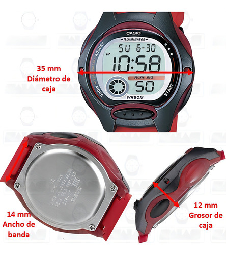 Casio Digital Lw200-av Color Rojo/Negro
