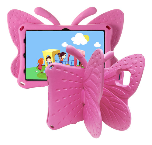 Funda Para Huawei Matepad T10 9.7  De Goma Mariposa Fucsia