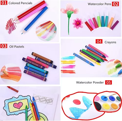 Kit De Dibujo 123 Pcs，AXIDUN- Set de Arte Colores Profesionales,Incluye  Plumones, Lapices De Colores, Pasteles al Óleo, Acuarelas, Crayón etc, Kit  de Arte para Niños, Principiantes y Artistas : : Hogar y