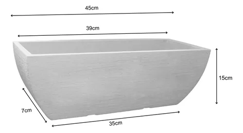 Jardinera Rectangular Moderna 45cm Japi Mármol Moderna