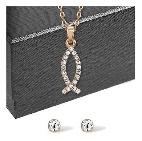 Presente Mulher Cristã Kit Relógio Seculus Colar E Brinco