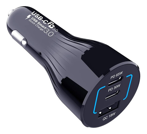 Cargador De Coche Usb C De 95 W, Aftertop Pd De 3 Puertos 65