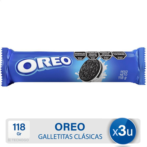 Oreo Galletitas De Chocolate Rellenas Clasicas - Pack X3