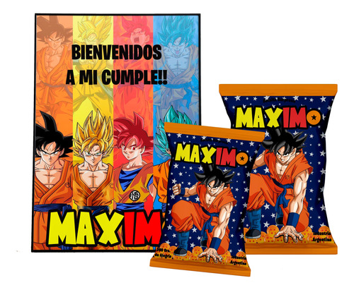 Combo Cotillon Infantil Personalizado Dragon Ball Z Goku Kit