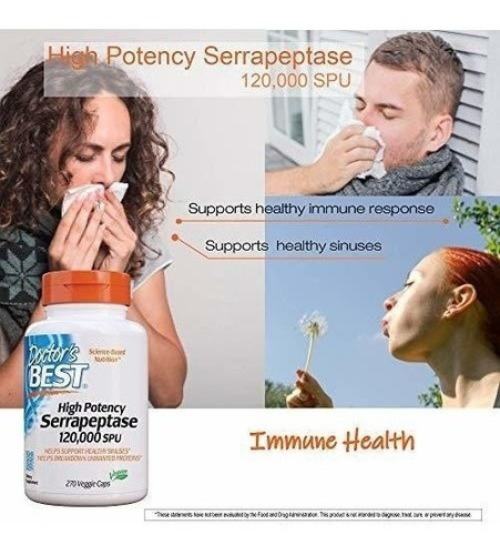 Imagen 3 de 5 de Enzimas Serrapeptasa, Doctor's Best, 90 Cápsulas Vegetales