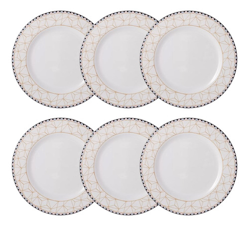 Jogo De Mesa Jantar Prato Raso Pantanal Porcelana 6 Pcs