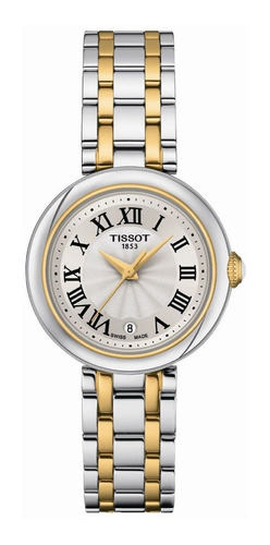 Reloj Tissot Bellissima Small Lady T1260102201300 Original Color De La Malla Plateado Y Dorado Color Del Bisel Dorado Color Del Fondo Plateado