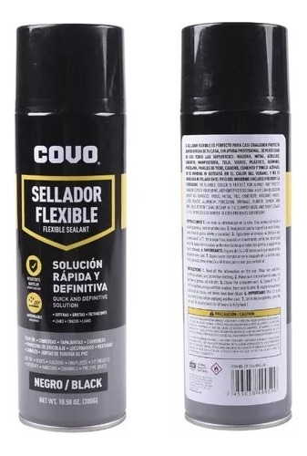 Sellador Flexible Spray Negro Impermeabilizante 300gr Covo