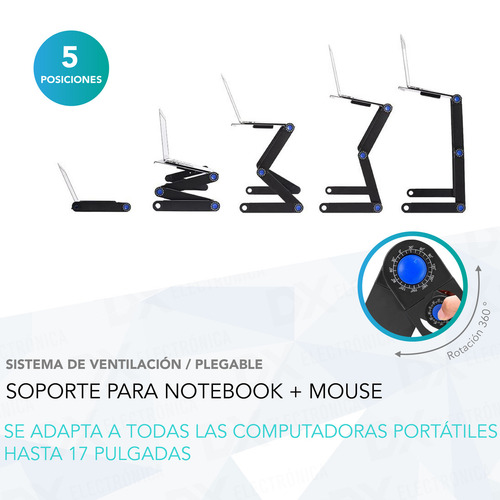 Mesa Notebook Laptop Soporte Plegable Soporte Regulable Color Negro