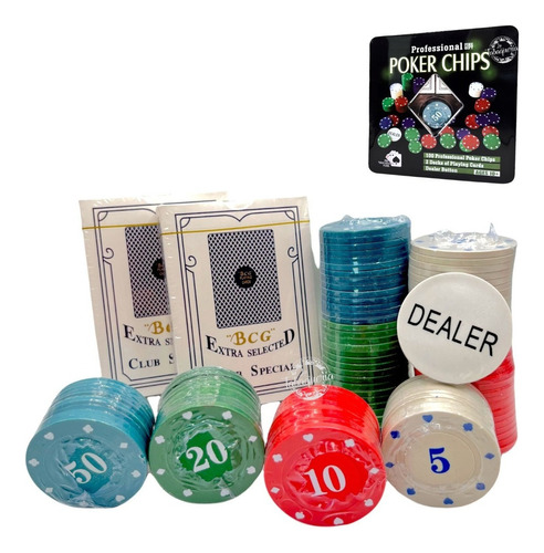 Set Poker Juego De Mesa 100 Fichas + Naipes
