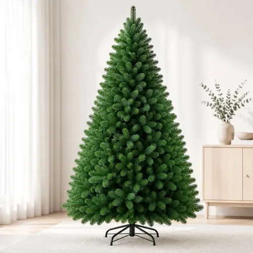 Árvore de Natal 2,4m 1800 Galhos Pinheiro Verde Artificial Grande Cheia Base de Ferro Reforçada Decoração Natalina Residência Loja