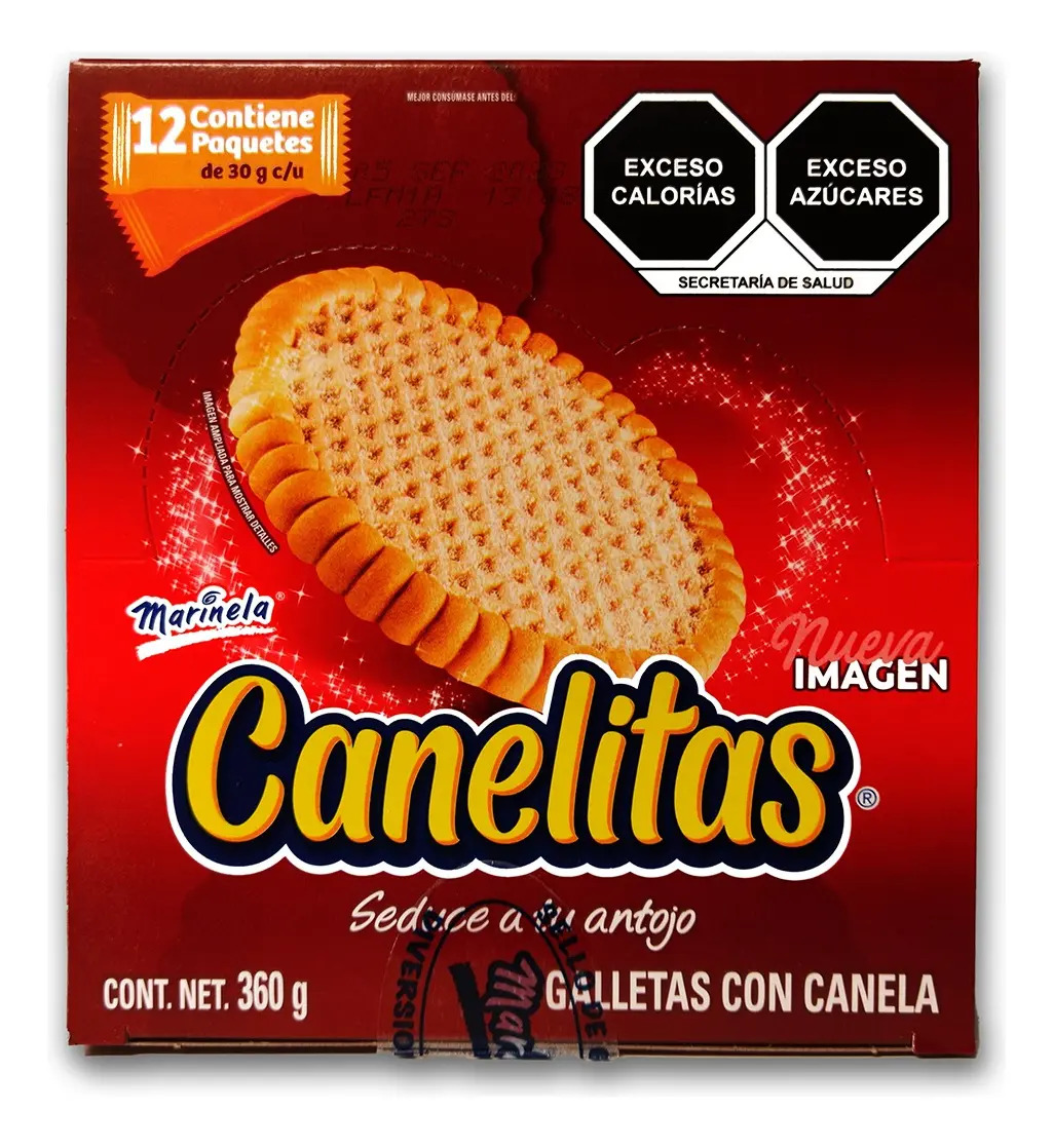 Galletas Canelitas Marinela Sabor Canela Caja 12 Paquetines 360g