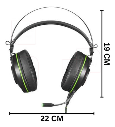 Imagem 4 de 6 de Fone Headset Gamer 7.1 Usb C/ Led Verde Warrior Raiko Ph259