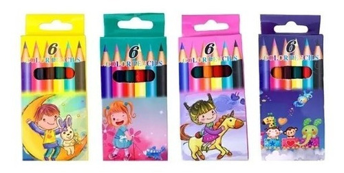 Imagen 1 de 1 de Lápices De Colores Cortos Caja X 6 Colores Pack X20 Cajitas