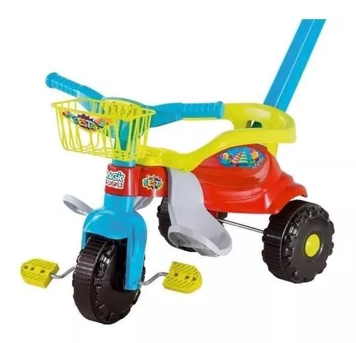 Triciclo Motoca Bebê Tico Tico Dino Rosa Aro Protetor Magic Toys