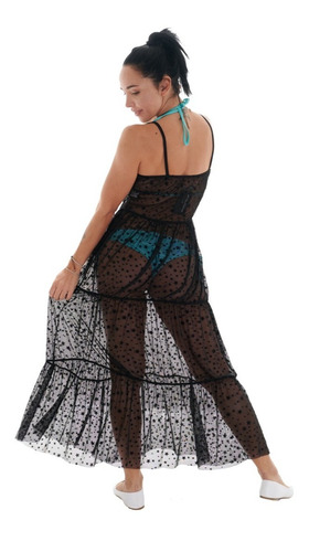 Imagen 2 de 4 de Vestido Negro Con Estrellas Largo 463
