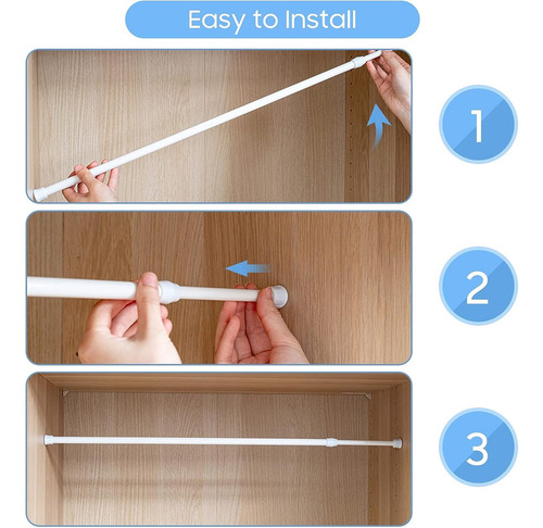 Varão Extensível Haste Bastão Cortina Banheiro Box 1,1 À 2m Cor Branco