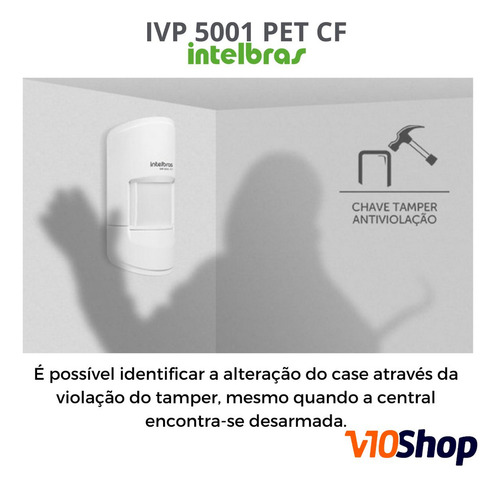 Sensor De Alarme Ivp 5001 Pet 20kg Intelbras Branco