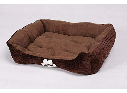 Cama Para Rectangular Larga Para Mascotas- Bordado De Huella