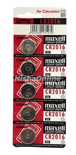 Pack 5 Pilas Maxell Cr2016 Tipo Botón 3v Para Control, Reloj