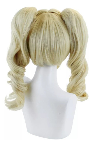Peluca Rubio Cabello Ondulado De Coletas De Clip Con Fleco