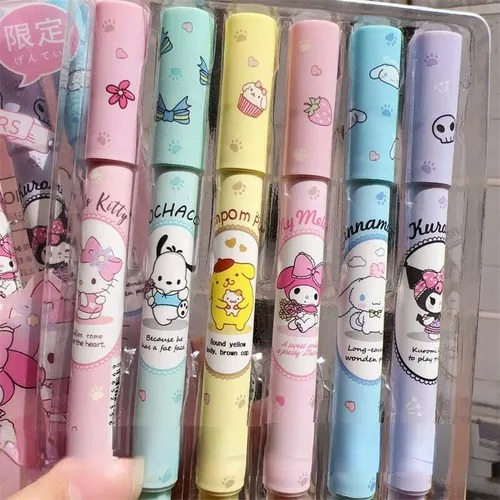 Pack 6 Marcadores Sanrio Resaltadores Color Claro Kawaii