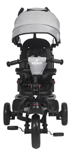 Triciclo Infanti plegable 360° con toldo y cinturón color gris