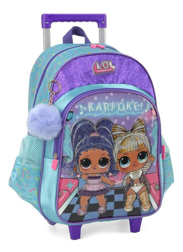 Mochila Escolar Com Rodas Luxcel Lol Karaoke - Roxo