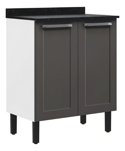 Balcão De Cozinha Itatiaia Aço 2 Portas Florença Grafite/branco