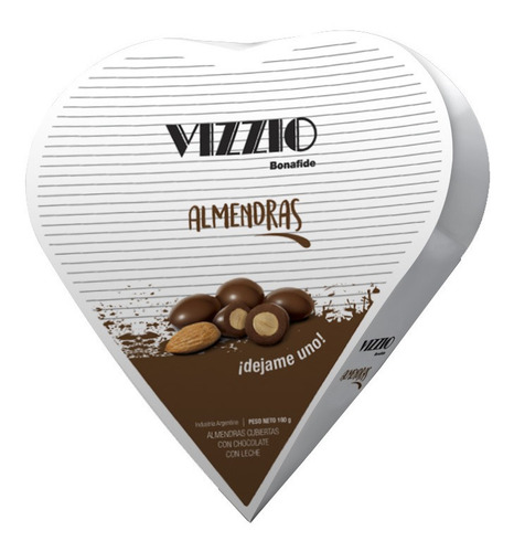Imagen 1 de 5 de Bombones Vizzio Corazon Almendras Cubiertas Con Chocolate