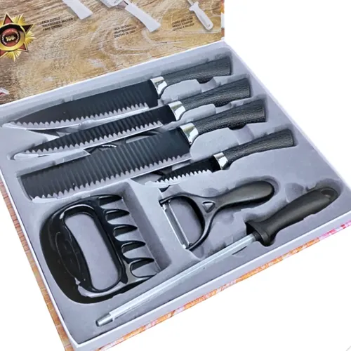 Conjunto de Facas para Churrasco Cozinha Inox com Maleta 8pç