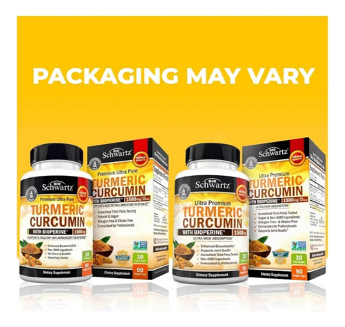 Turmeric Curcumin 1500 Mg 90 Cáps C/bioperine Importado Vegano