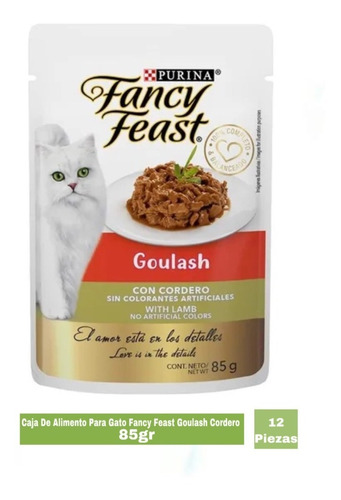 Caja De Alimento Para Gato Fancy Feast Goulash Cordero 12 Pz