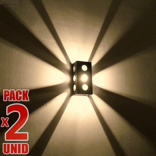 Aplique Luz Pared Interior Bidireccional 8 Rayos Fx Pack X2
