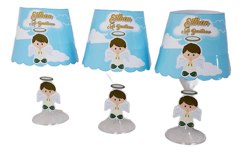 5 Centros De Mesa Luminoso Bautismo Angelito Celeste