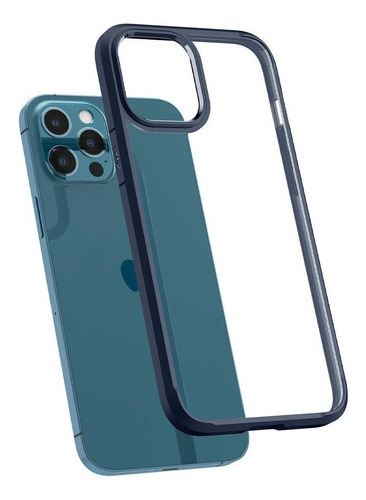 Funda iPhone 12/Mini/Pro/Pro Max Spigen Ultra Hybrid Cor Navy Blue (borda azul) Nombre del dibujo iPhone 12 Pro Max