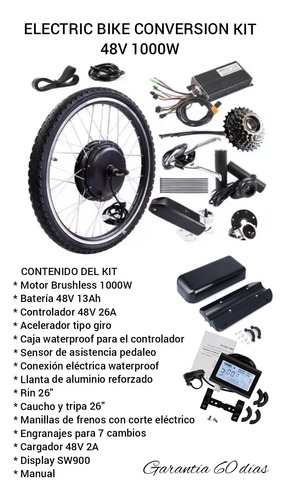 Kit Motor Eléctrico Bicicleta 48v 1000w E Bike 26 