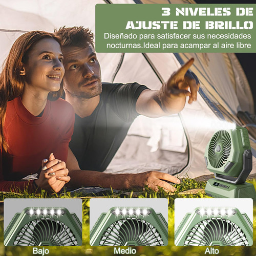 Ventilador Portátil Recargable 6000mah 3 Velocidades Luz Usb