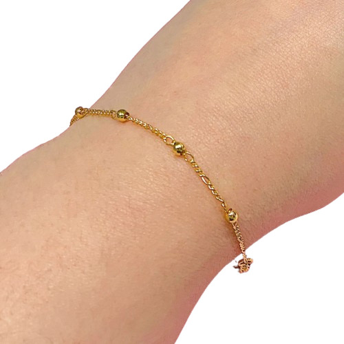 Pulsera Bolitas 3mm Baño De Oro Gold Regalo Mujer Ps 276-21