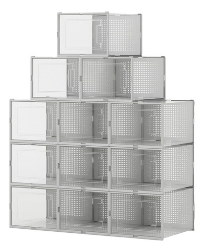 Mu:4life Slimedge 12 Caja Apilable Organizador Zapato Size L Color Gris