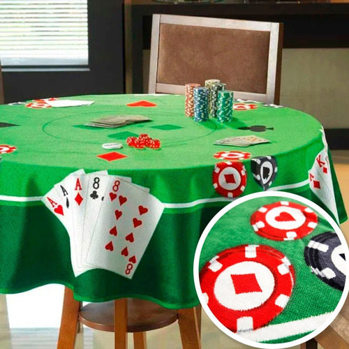 Toalha De Mesa Para Jogo Aveludada Redonda Dohler 1,60 Cm