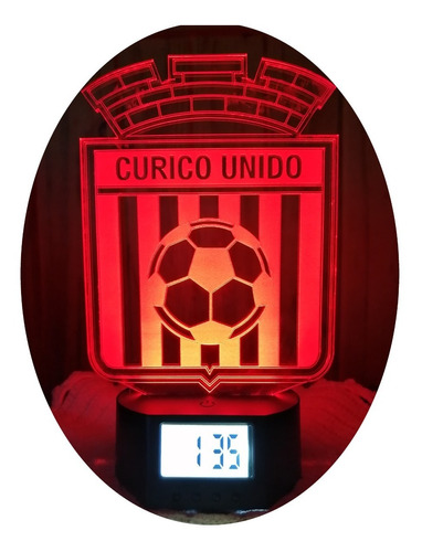 Lámpara 3d De Curicó Unido Con Reloj Alarma 7 Col. Led