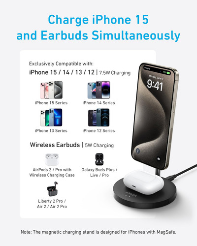 Soporte Carga Inalámbrico 2 En 1 Para iPhone Y AirPods