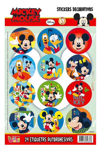 Stickers Mickey (plancha 2 X12) - Cotillón Waf