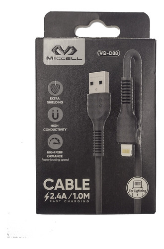 Cable Reforzado Usb Para Lightning Uso Rudo Miccell