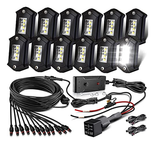 Lednenon R3 Led Pure White Rock Lights Kit 12pods For Trucks