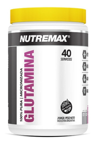 Glutamina 100% Pura Micronizada 200 Gr - Nutremax