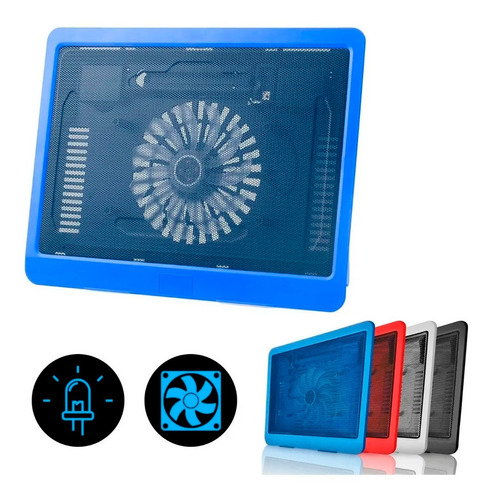 Suporte Notebook Cooler Base Com Ventilação Apoio Mesa Usb Cor Azul