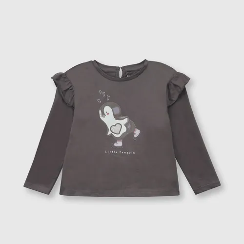 Polera De Bebé Niña Pingüino Grafito (3 A 36 Meses)