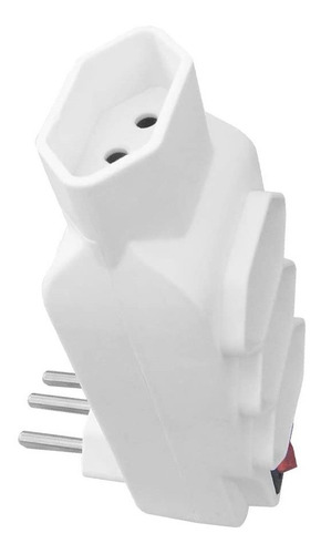2 Adaptador De Tomada 4 Saídas Interruptor Pino Bejamim T